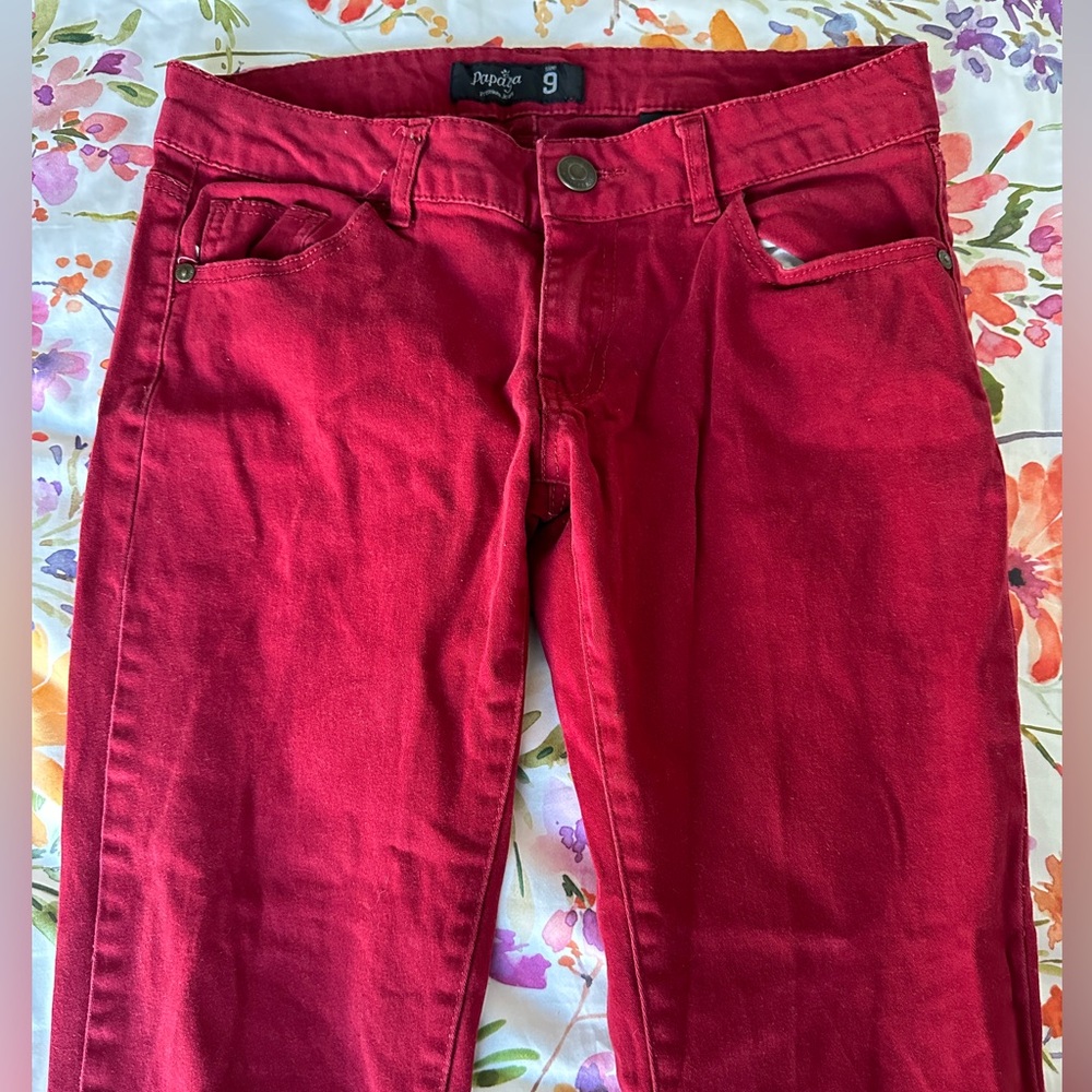 Papaya low rise skinny red pants
